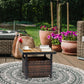 Algherohein Rattan Patio Square Tables with Umbrella Hole for Outdoor,18in H Small Side Tables