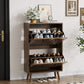 Semiocthome 23.6" Shoe Cabinet with 2 Flip Drawers, Farmhouse Shoe Rack for Entryway ,Walnut