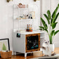 Smart FENDEE Cat Litter Box Enclosure Furniture with 2 Storage Shelves and 1 Doors, Indoor, White