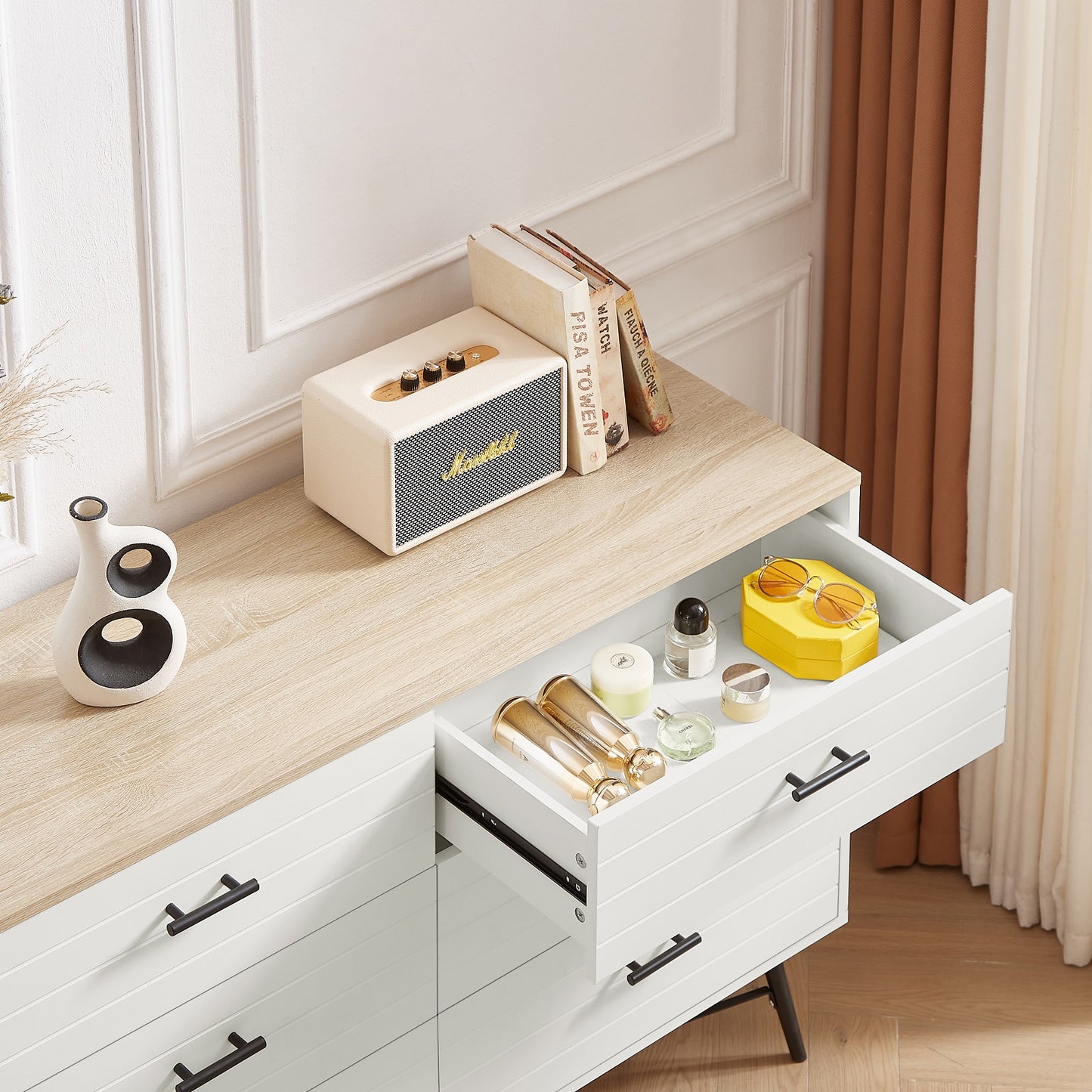 Algherohein Modern Dressers for Bedroom,Chest of 6 Drawers,Storage Cabinet for Living Room