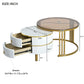 Semiocthome Modern Nesting Coffee Table with 2 Drawer and Tempered Glass Tabletop,Living Room