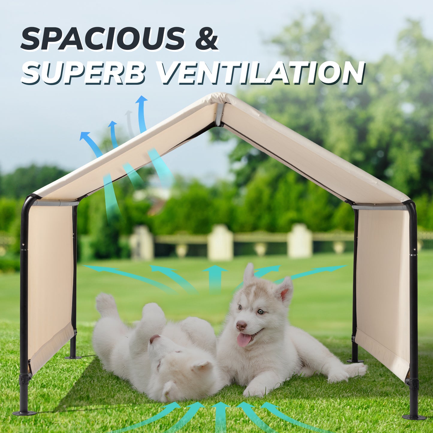 Smart FENDEE Pet Shade Shelter Tent for Large Medium Dogs,4'x4'x3' Outdoor Sun Rain Canopy Pet House