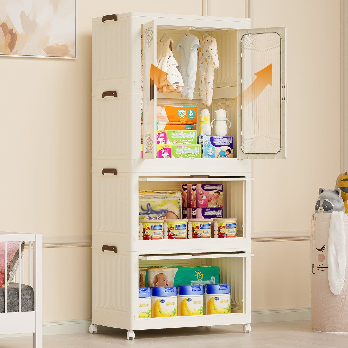 Algherohein Foldable Wardrobe Closet with 10 Clothes Rack and Rod,Closet Organizers and Storage