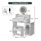 Algherohein Vanity Set with Mirror and Glass Storage,Makeup Vanity with Stool