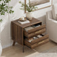 Semiocthome Nightstand with 2 Drawers and Unique 3D Fluted Design, Bedside Table for Bedroom, Walnut
