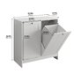 Semiocthome Laundry Hamper Cabinet with 2 Removable Baskets, Freestanding Bathroom Cabinet, White
