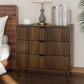 Semiocthome Dresser with 3 Fluted Drawers, Chest of Drawers for Bedroom, Walnut, Adult