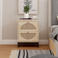 Smart FENDEE Wood Nightstand with 2 Rattan Drawers Bedside Table for Adult, Bedroom