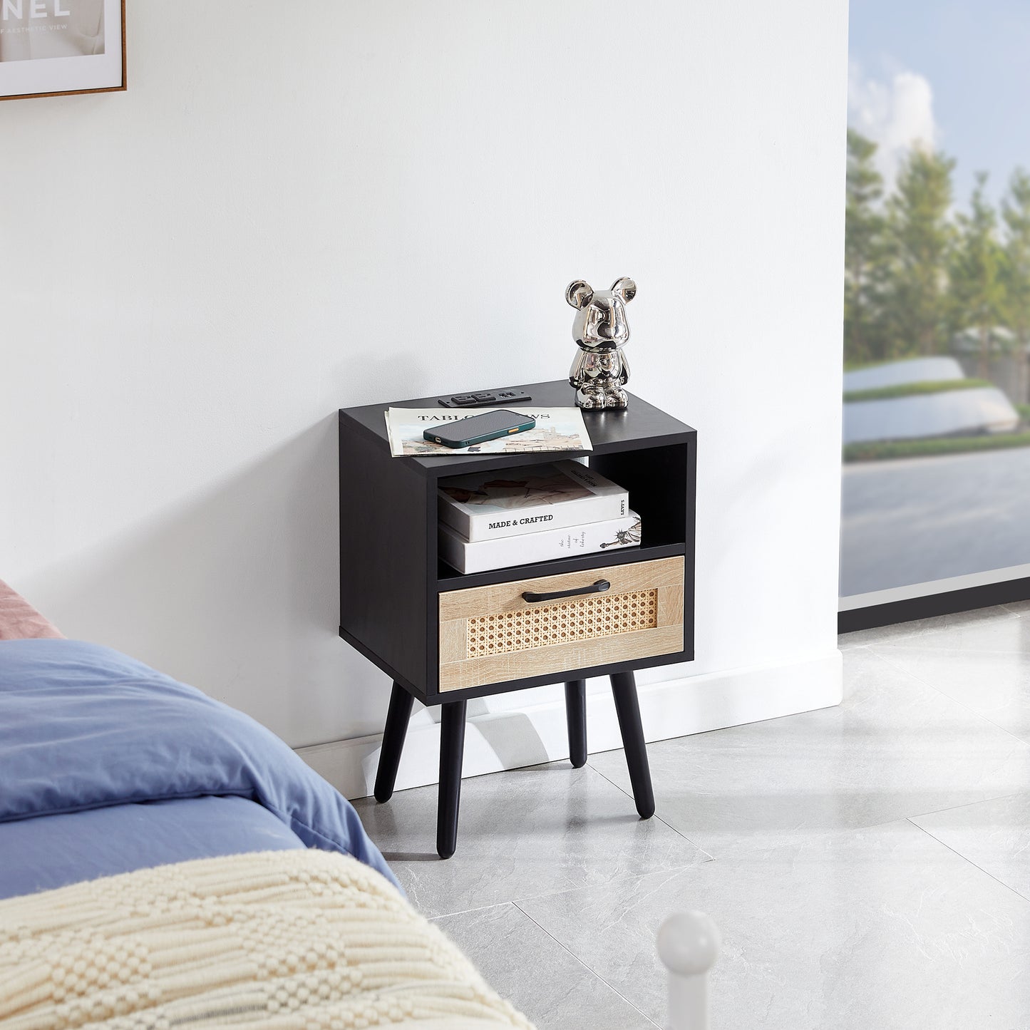 Smart FENDEE Rattan Nightstand