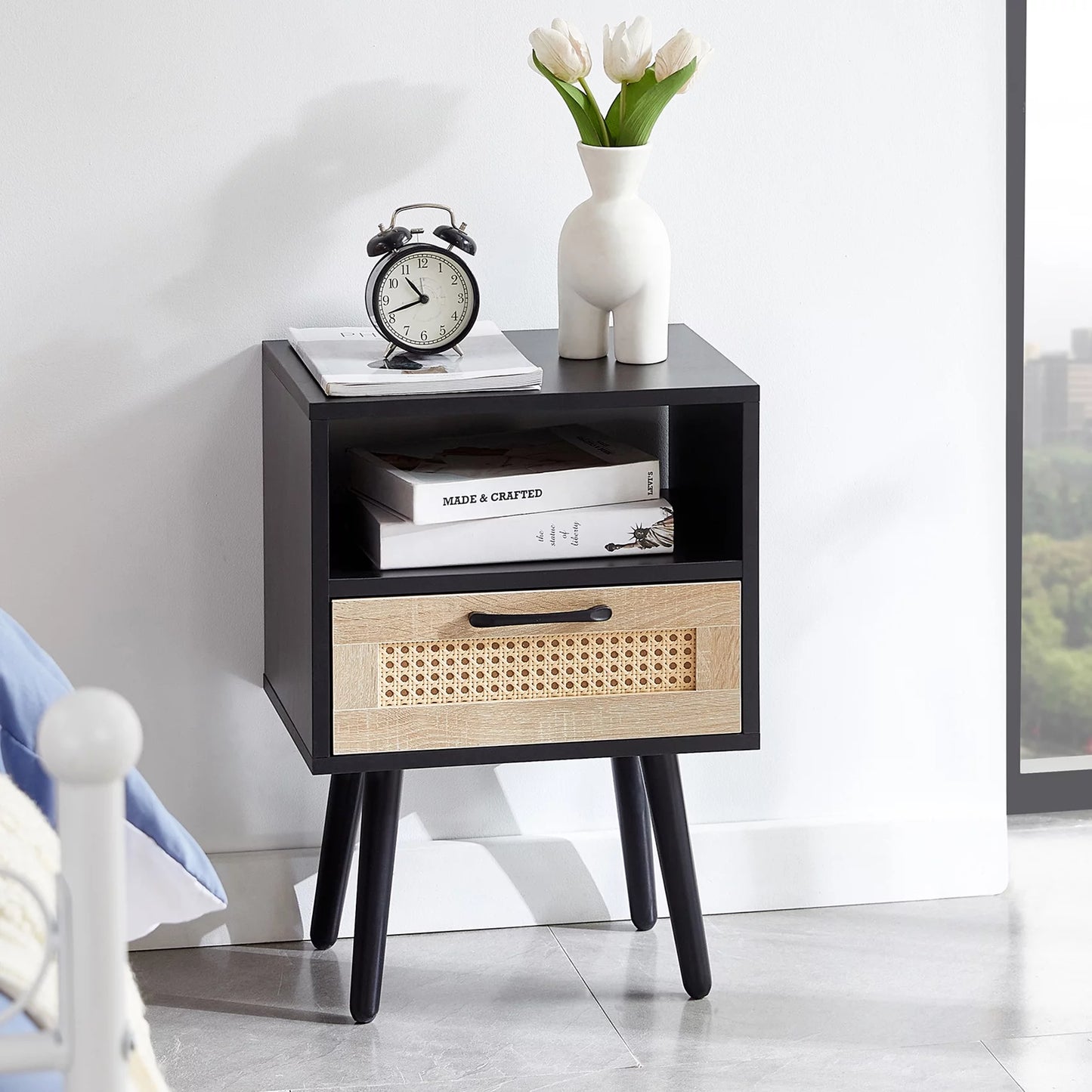 Smart FENDEE Rattan Nightstand