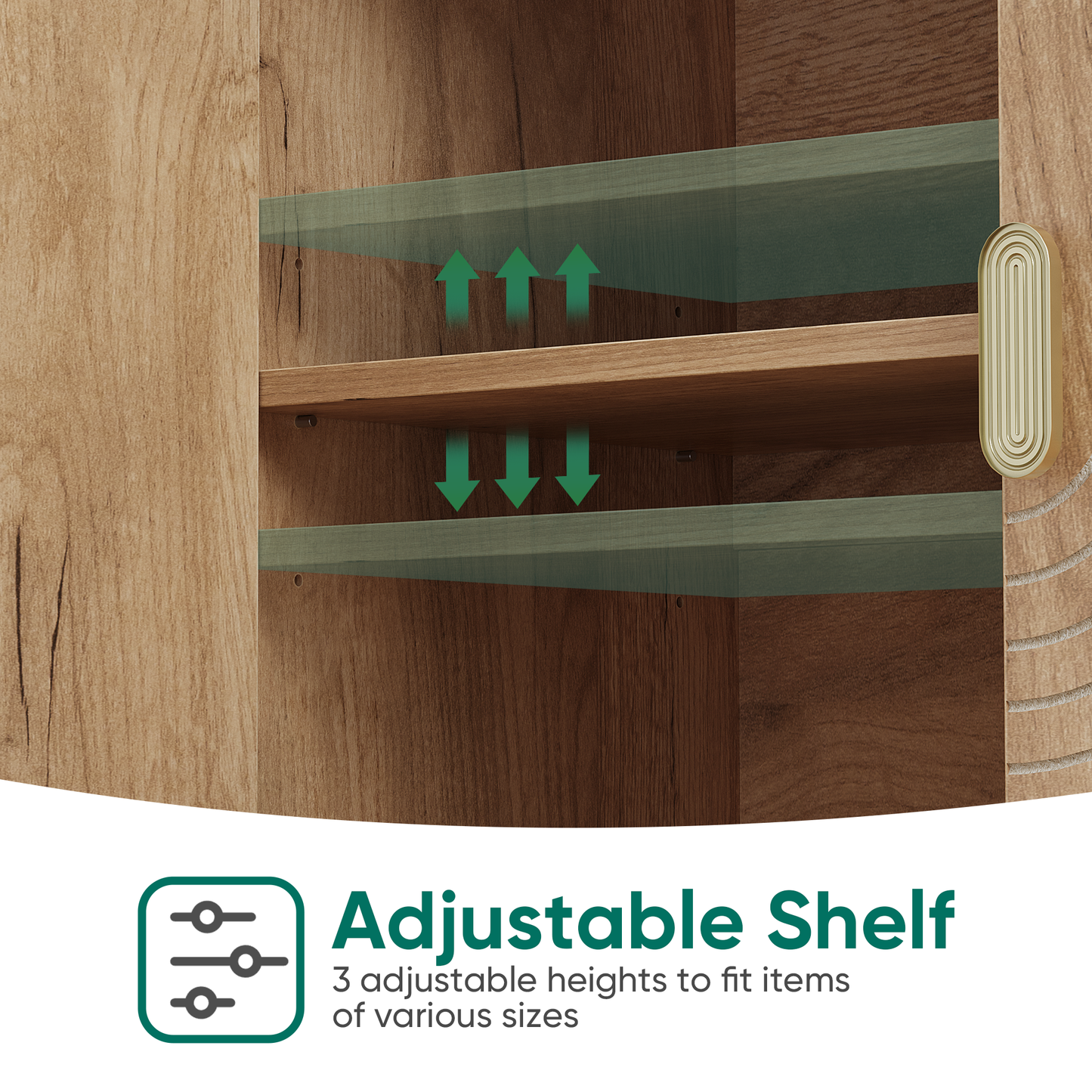 Semiocthome Kitchen Sideboard Buffet Cabinet with Adjustable Shelf, Line Groove Door, Natural Finish,Packs of 2