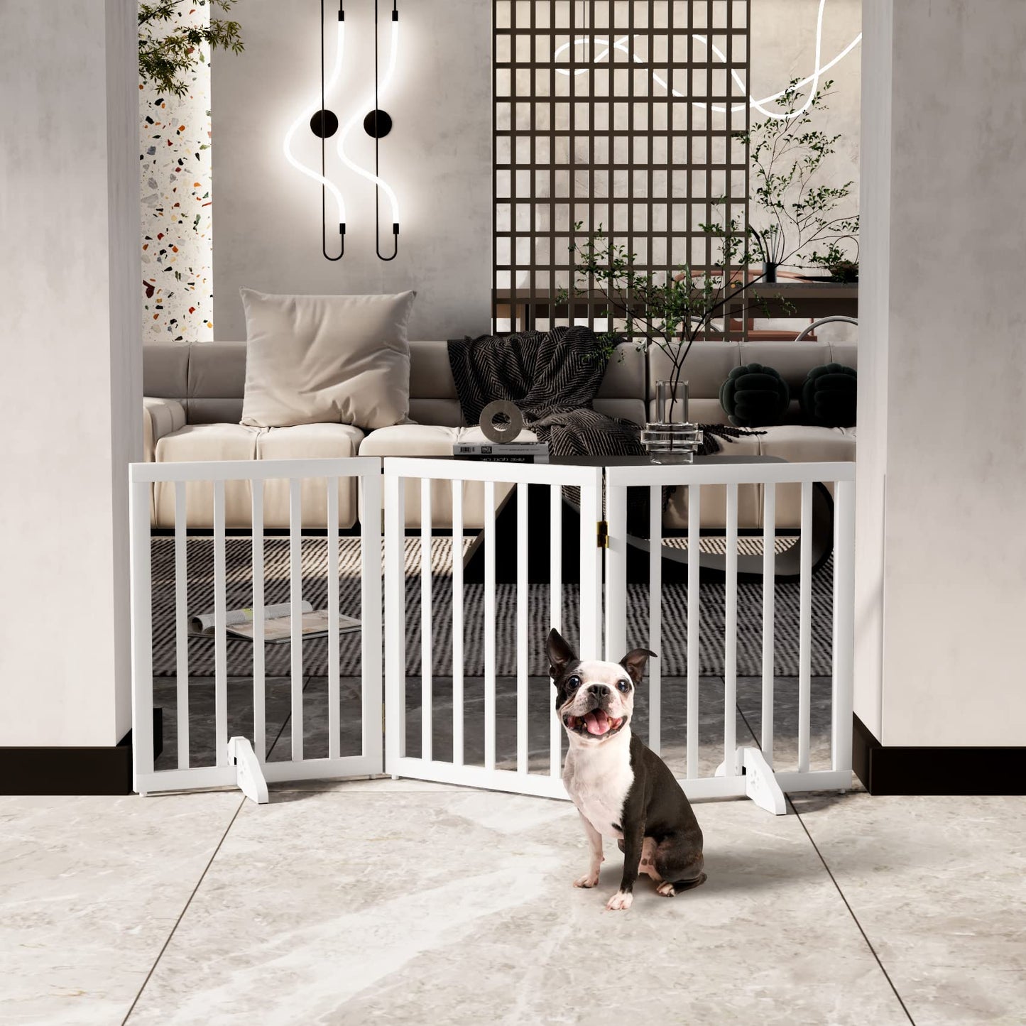 Semiocthome Ultra Wide Foldable Pet Gate for Doorway,Freestanding Dog Gates for Stairs