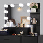 Smuxee Modern Drawer Vanity Set with Mirror and LED Lights,Makeup Dresser Table with 3 Shelves