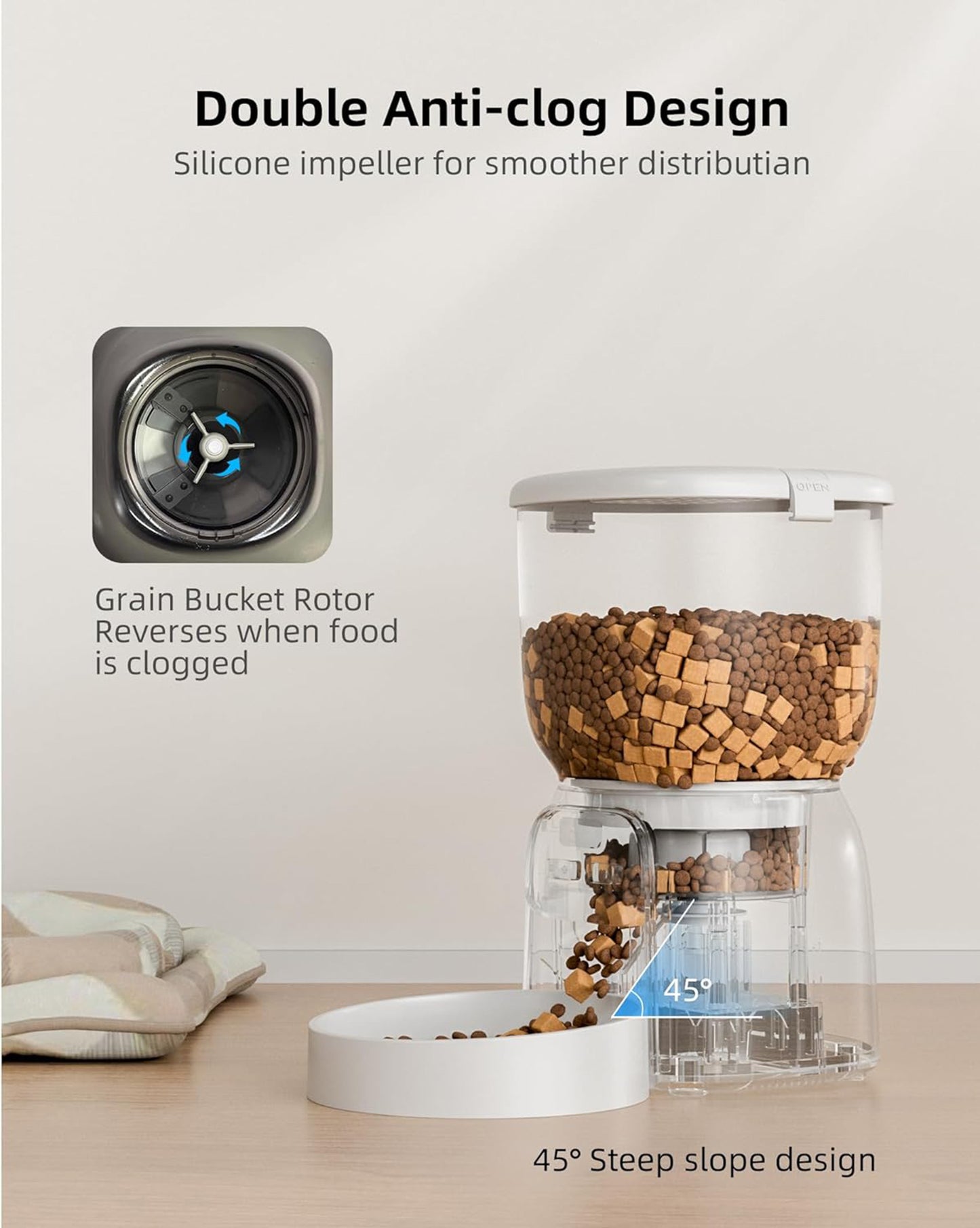 Smart FENDEE 4L Automatic Cat Feeder Detachable Pet Food Dispenser for Dry Food up to 15 Portions