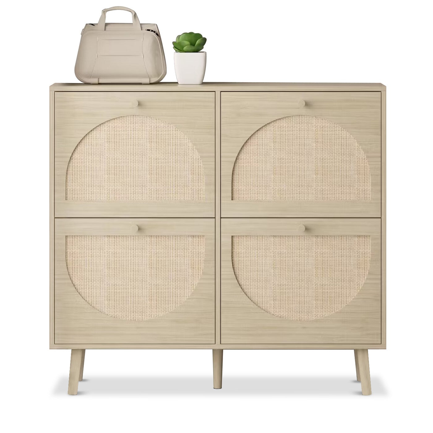 Algherohein Rattan Shoe Storage Cabinet, Shoe Rack Cabinet for Entryway,Natural