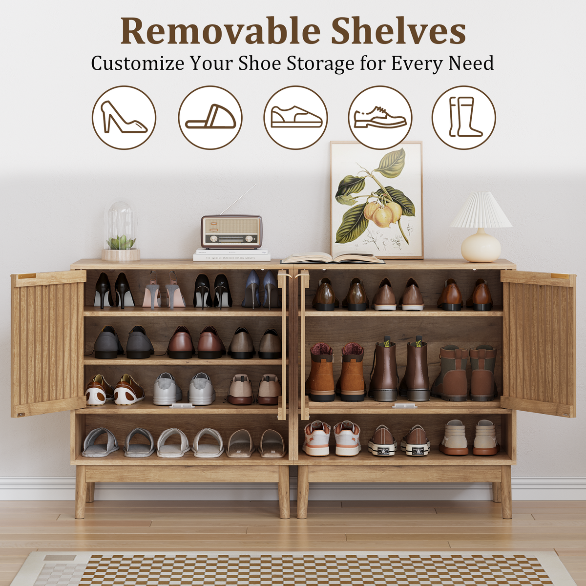 Smuxee Shoe Storage Cabinet with Doors,16-24 Pairs Shoes Organizer for Front Door,Entrance