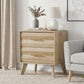 Algherohein Modern Wavy Panel Nightstand, Stable Wood Bedside Table with Gold Hardware for Bedroom Organization