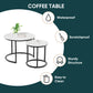 Algherohein Round Nesting Coffee Table Modern Marble Top Set of 2 for Living Room White