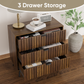 Semiocthome Dresser with 3 Fluted Drawers, Chest of Drawers for Bedroom, Walnut, Adult