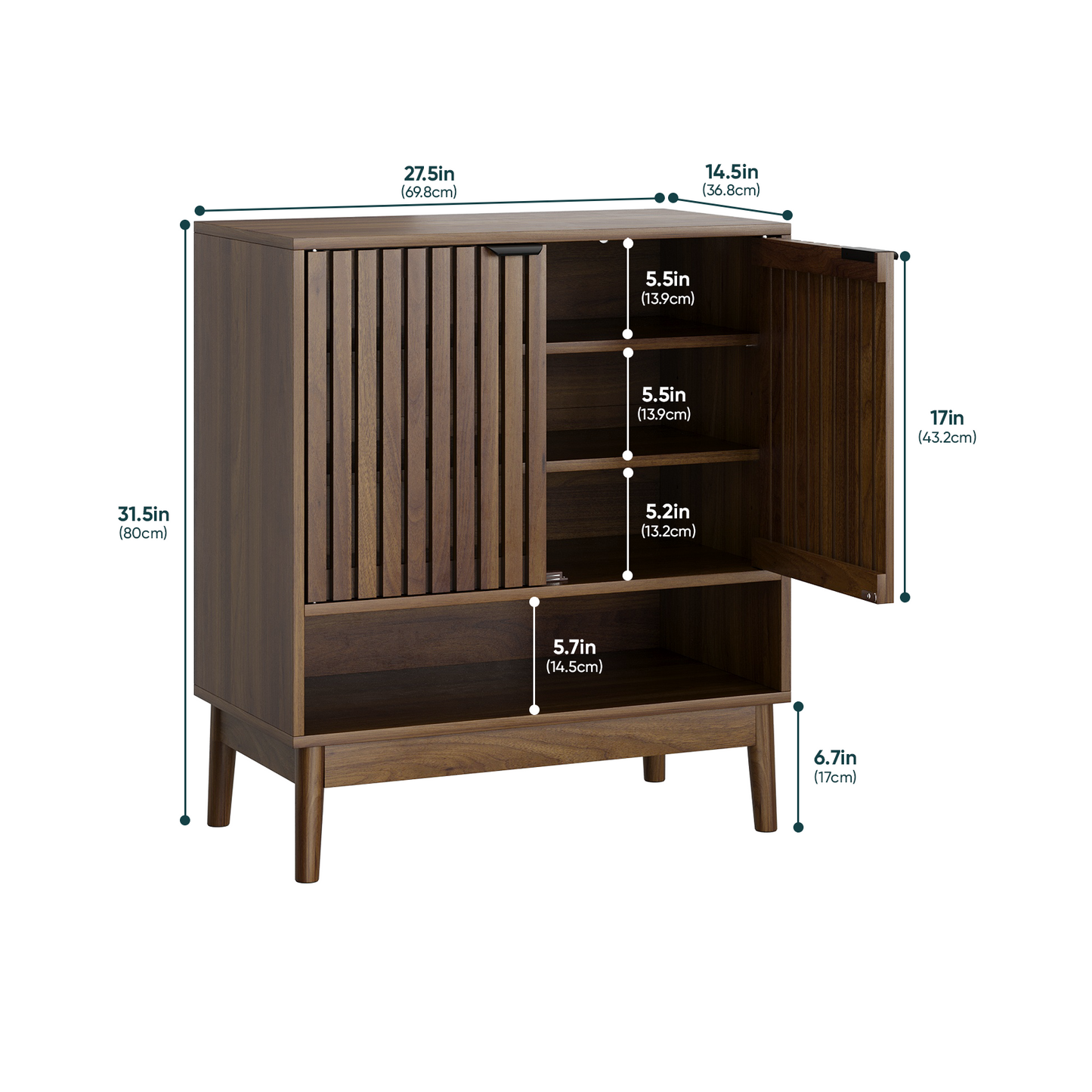 Algherohein Shoe Cabinet with Doors,7-Tier Shoe Storage Cabinet with with Adjustable Shelves,20-24 Pair Shoe Organizer for Entryway,Living Room,Front Door & Hallway,Oak