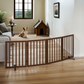 Smart FENDEE Bamboo Dog Gate Freestanding 4 Panel Pet Gate for Doorways, 2 Support Feet, Espresso