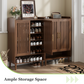 Smuxee Retro Shoe Storage Cabinet with 2 Door,Entryway Freestanding Wood Shoe Organizer for Shoes,Heels, Boots, Slippers,Walnut 31.5"W