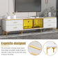 Semiocthome LED TV Stand for TVs Up to 78'' with Glass Cabinet and 4 Drawer, Living Room
