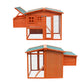 Algherohein Wood Chicken Wire Hen Chicken Coop Rabbit Hutch,Outdoor Small Animal Cage Habitat,Brown