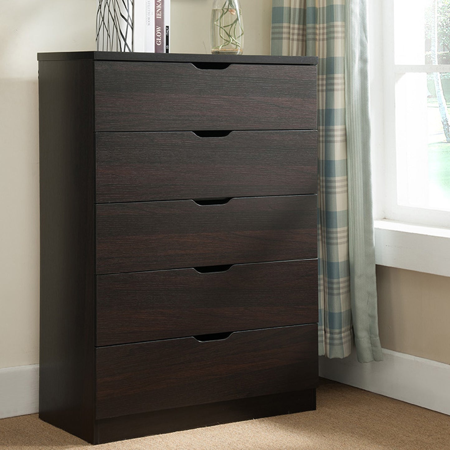 Semiocthome 5 Drawer Dresser Modern Storage Drawer Wood Organizer for Bedroom
