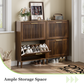 Algherohein Shoe Storage Cabinet with 2 Flip Drawers,Shoe Cabinet Entryway,Fence Walnut