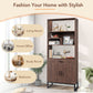 Semiocthome 75.9" Wooden Bookcase with Storage Doors and drawer Display Rack for Living Room,Brown