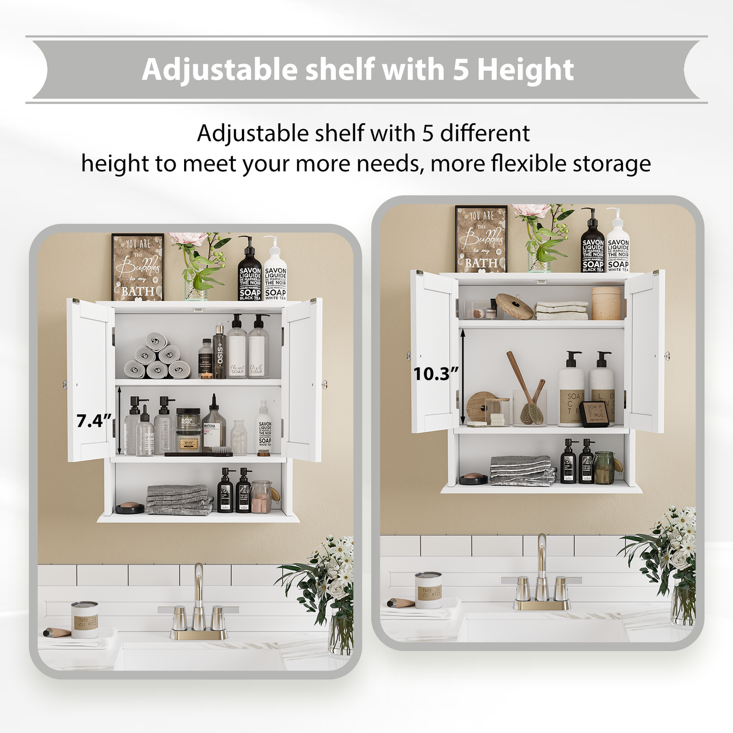 Smuxee Bathroom Cabinet over The Toilet Storage,Medicine Cabinet with Mirror Door