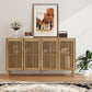 Semiocthome Sideboards and Buffets with 4 Doors and Adjustable Shelve,Coffee Bar for Kitchen, Natural