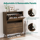 Semiocthome 31.5" Shoe Cabinet with 2 Flip Drawers, Curved Edge and Grille Stripe, Entryway, Walnut