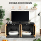 Algherohein Rattan Cat Litter Box Furniture,Litter Box Enclosure for 2 Cats,Black
