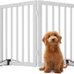 Smart FENDEE Bamboo Dog Gates for Doorways Freestanding Pet Gate, 2 Support Feet, 24"H, White