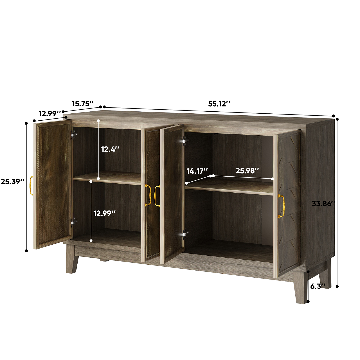 Algherohein Sideboard Buffet Cabinet with Storage,Cabinet with Doors and Adjustable Shelves
