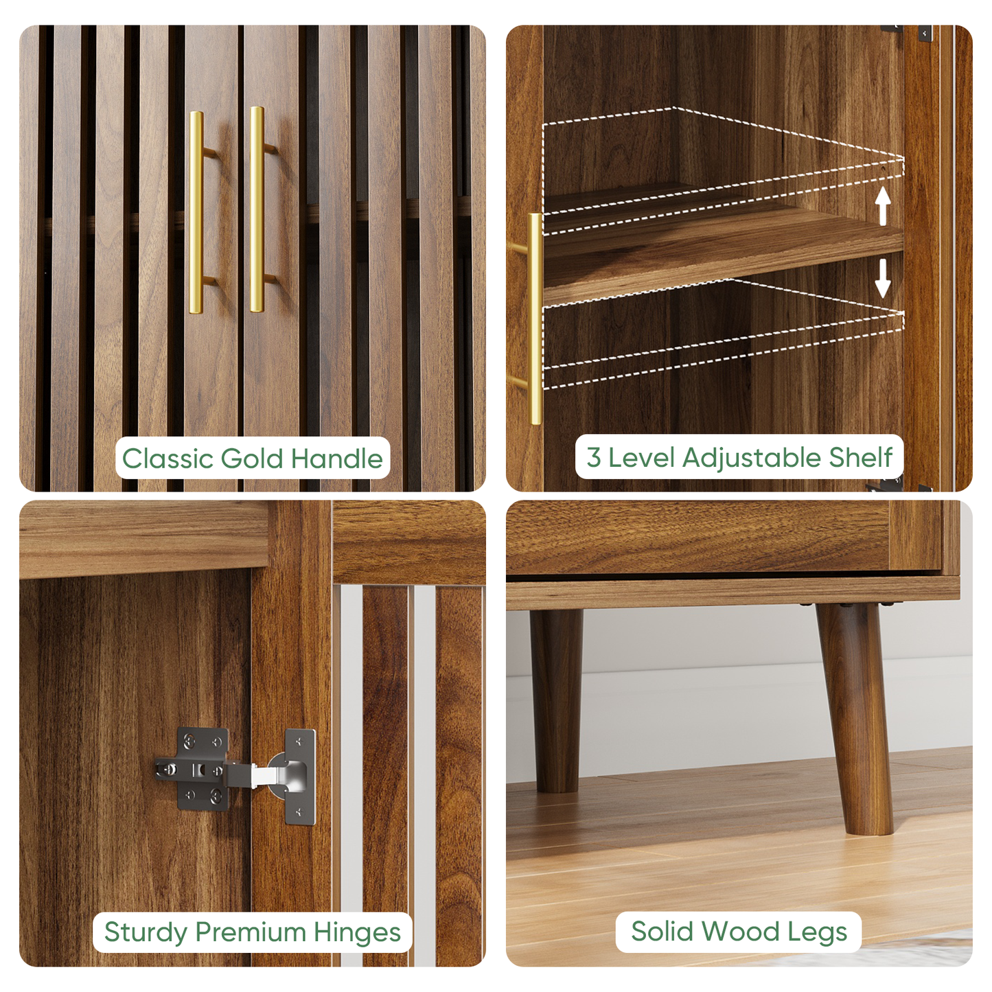 Algherohein Modern Sideboard and Buffets Cabinet,Entryway Cabinet with Grille Striped Door
