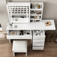Smart FENDEE Modern Vanity Table Set with Mirror Lights, 5 Shelves,5 Drawers,Bedroom,White