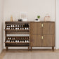 Semiocthome 31.5" Shoe Storage Cabinet with 2 Flip Drawers and Line Groove Design, Entryway, Walnut