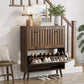 Semiocthome 31.5" Shoe Cabinet with 2 Flip Drawers, Farmhouse Shoe Rack for Entryway ,Walnut