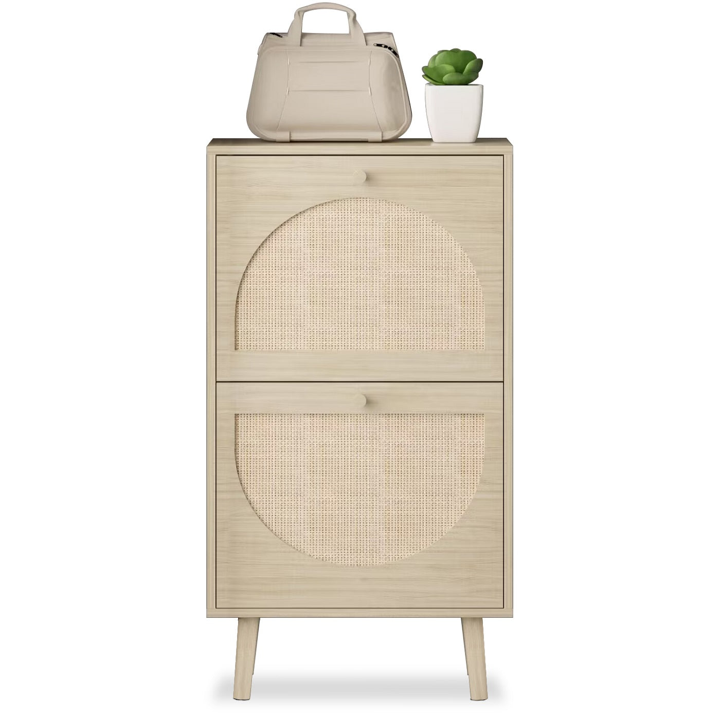 Algherohein Rattan Shoe Storage Cabinet, Shoe Rack Cabinet for Entryway,Natural