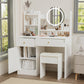 Smuxee Modern Vanity Set with Mirror and Cushioned Vanity Chair,Makeup Vanity for Bedroom,White