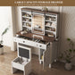 Semiocthome Farmhouse Makeup Vanity Table with Sliding Mirror