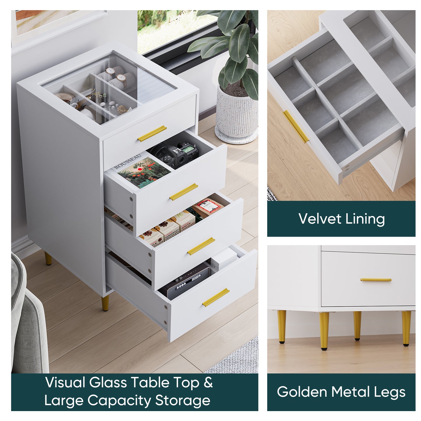 Smuxee Dressers Chest of Drawers for Bedroom with 4 Drawer,Tall Wood Storage Dresser,Adult