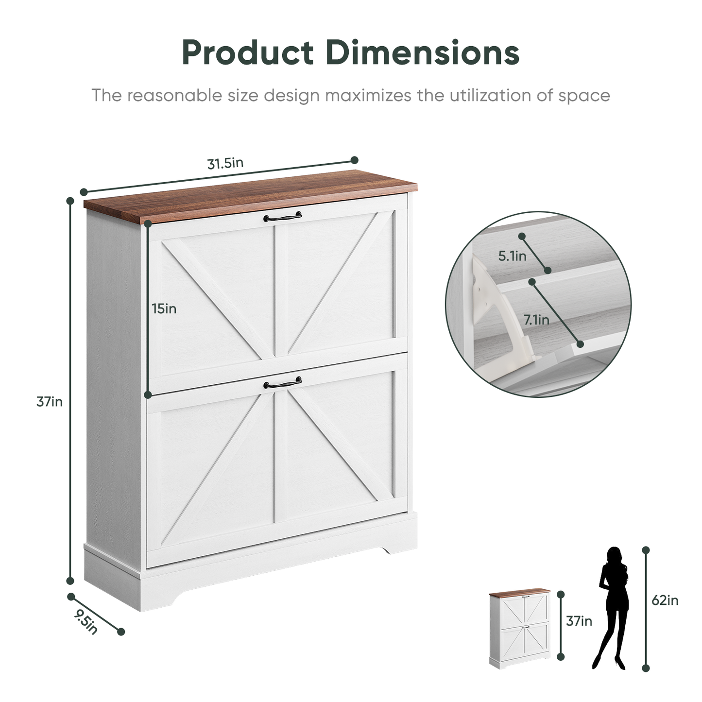 Smuxee Shoe Storage Cabinet Rack Organizer with 2 Flip Drawers,Shoe Rack for Entryway