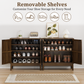 Semiocthome 4 Tiers Shoe Storage Cabinet for Hallway, 2-Door, 16 Pairs Shoe Rack Organizer, Walnut