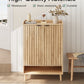 Smart FENDEE 6-Tier Shoe Storage Cabinet with 2 Fluted Doors, Entryway Shoe Storage, Natural