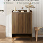 Smart FENDEE 6-Tier Shoe Storage Cabinet with 2 Fluted Doors, Entryway Shoe Storage, Walnut