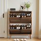 Semiocthome Shoe Cabinet with 2 Flip Drawers, Wood Shoe Organizer for Entryway, Walnut